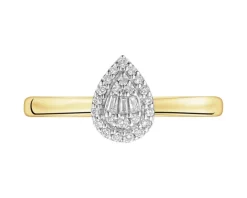 Pierścionek z żółtego złota z diamentami - 0,09 ct - próba 585