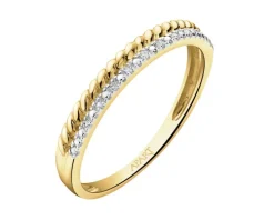 Pierścionek z żółtego złota z diamentami - 0,02 ct - próba 375