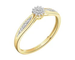 Pierścionek z żółtego złota z diamentami - 0,09 ct - próba 585