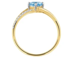 Pierścionek z żółtego złota z brylantami i topazem - próba 585