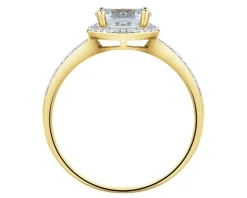 Pierścionek z żółtego złota z diamentami i topazem Sky Blue - próba 585