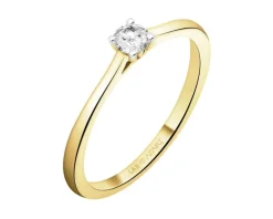 Pierścionek z żółtego złota z brylantem laboratoryjnym - 0,15 ct - próba 585