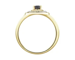 Pierścionek z żółtego złota z diamentami i szafirem - próba 585