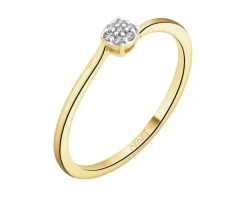 Pierścionek z żółtego złota z diamentami - 0,03 ct - próba 375