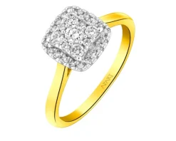 Pierścionek z żółtego złota z diamentami - 0,33 ct - próba 585