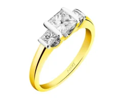 Pierścionek z żółtego złota z diamentami - VS2/H - 1,00 ct - próba 585