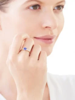 Pierścionek z żółtego złota z diamentami i tanzanitem - próba 585