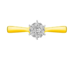 Pierścionek z żółtego złota z brylantami - 0,16 ct - próba 585