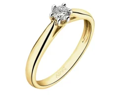Pierścionek z żółtego złota z brylantem - 0,18 ct - próba 585