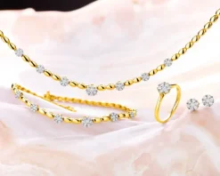 Pierścionek z żółtego złota z brylantami - 0,30 ct - próba 585