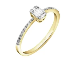 Pierścionek z żółtego złota z diamentami - 0,22 ct - próba 585