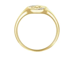 Pierścionek z żółtego złota z diamentami - sygnet - litera M - 0,01 ct - próba 375