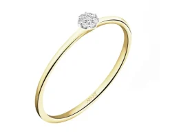 Pierścionek z żółtego złota z diamentami - 0,02 ct - próba 375