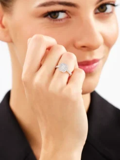 Pierścionek z żółtego złota z diamentami - 0,50 ct - próba 585