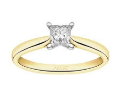 Pierścionek z żółtego złota z diamentem - VS2/G - 0,50 ct - próba 585