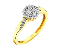 Pierścionek z żółtego złota z diamentami - 0,12 ct - próba 585