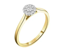 Pierścionek z żółtego złota z brylantami laboratoryjnymi - 0,20 ct - próba 585