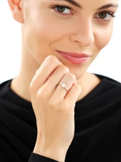 Pierścionek z żółtego złota z brylantami laboratoryjnymi - 0,20 ct - próba 585