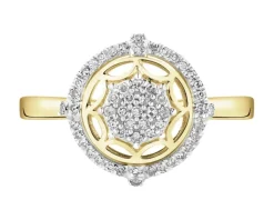 Pierścionek z żółtego złota z diamentami - 0,20 ct - próba 585