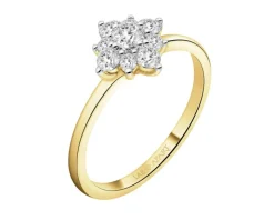 Pierścionek z żółtego złota z brylantami laboratoryjnymi - 0,50 ct - próba 585