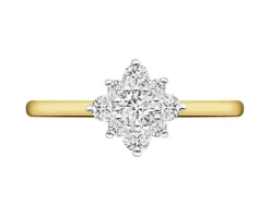 Pierścionek z żółtego złota z brylantami laboratoryjnymi - 0,50 ct - próba 585