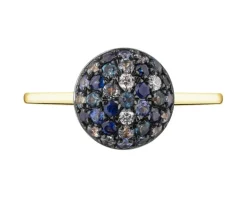 Pierścionek z żółtego złota z brylantami, kamieniami szlachetnymi i ozdobnymi - próba 585