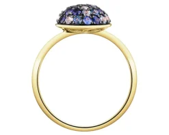 Pierścionek z żółtego złota z brylantami, kamieniami szlachetnymi i ozdobnymi - próba 585