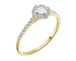 Pierścionek z  żółtego złota z brylantami - 0,35 ct - próba 585