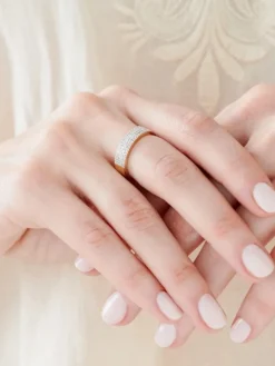 Pierścionek z żółtego złota z diamentami - 0,24 ct - próba 585