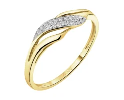 Pierścionek z żółtego złota z diamentami - 0,06 ct - próba 585