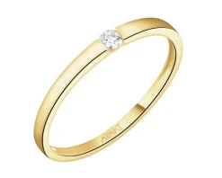 Pierścionek z żółtego złota z brylantem - 0,05 ct - próba 375