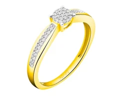 Pierścionek z żółtego złota z diamentami - 0,10 ct - próba 585