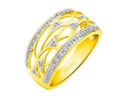 Pierścionek z żółtego złota z diamentami - 0,15 ct - próba 585