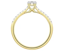 Pierścionek z żółtego złota z brylantami laboratoryjnymi - 0,53 ct - próba 585