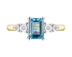 Pierścionek z żółtego złota z brylantami i topazem - próba 585