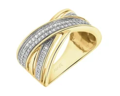 Pierścionek z żółtego złota z diamentami - 0,24 ct - próba 585