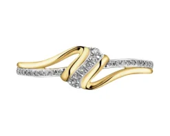 Pierścionek z żółtego złota z brylantami - 0,11 ct - próba 585