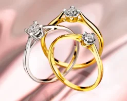 Pierścionek z żółtego złota z brylantem - serce - 0,05 ct - próba 585