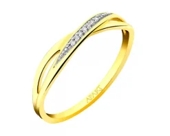 Pierścionek z żółtego złota z diamentami - 0,02 ct - próba 375