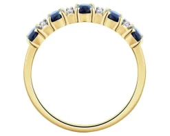 Pierścionek z żółtego złota z diamentami i szafirami - próba 585