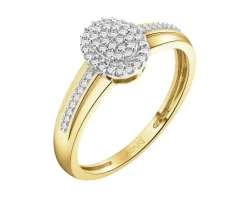 Pierścionek z żółtego złota z diamentami - 0,15 ct - próba 585