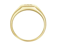 Pierścionek z żółtego złota z diamentami - sygnet - litera M - 0,01 ct - próba 375