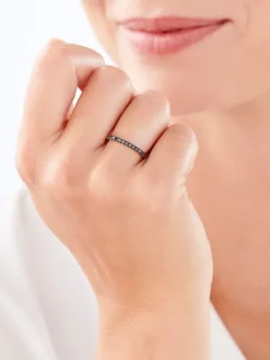 Pierścionek z żółtego złota z czarnymi brylantami - 0,20 ct - próba 585