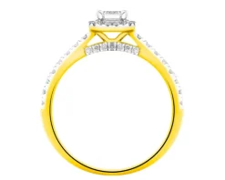 Pierścionek z żółtego złota z diamentami laboratoryjnymi - 1,00 ct - próba 750