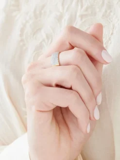 Pierścionek z żółtego złota z brylantami - 0,40 ct - próba 585