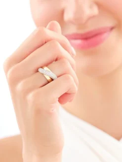 Pierścionek z żółtego złota z brylantami - 0,63 ct - próba 585