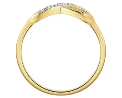 Pierścionek z żółtego złota z diamentami - nieskończoność, serce - 0,01 ct - próba 375