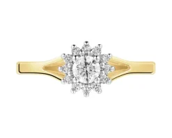 Pierścionek z żółtego złota z brylantami - 0,31 ct - próba 585