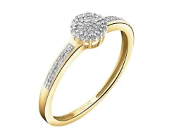 Pierścionek z żółtego złota z diamentami - 0,09 ct - próba 585