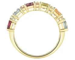 Pierścionek z żółtego złota z brylantami i kamieniami ozdobnymi - próba 585